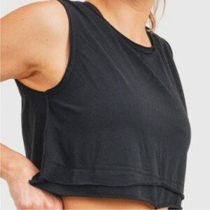 Mono B black sleeveless crop top Size S